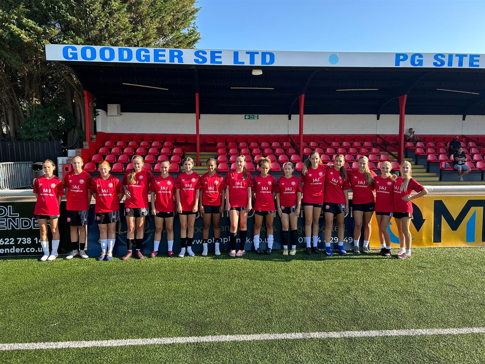 Chatham Town FC U14 Girls in J&J sponsored shirts